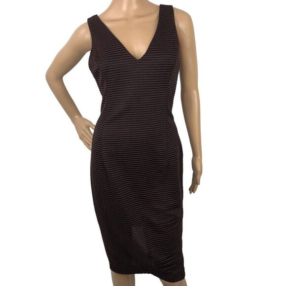 ASTR The Label Striped Knit Bodycon Pencil Dress V-Neck Mini Sleeveless Size L - Picture 4 of 9